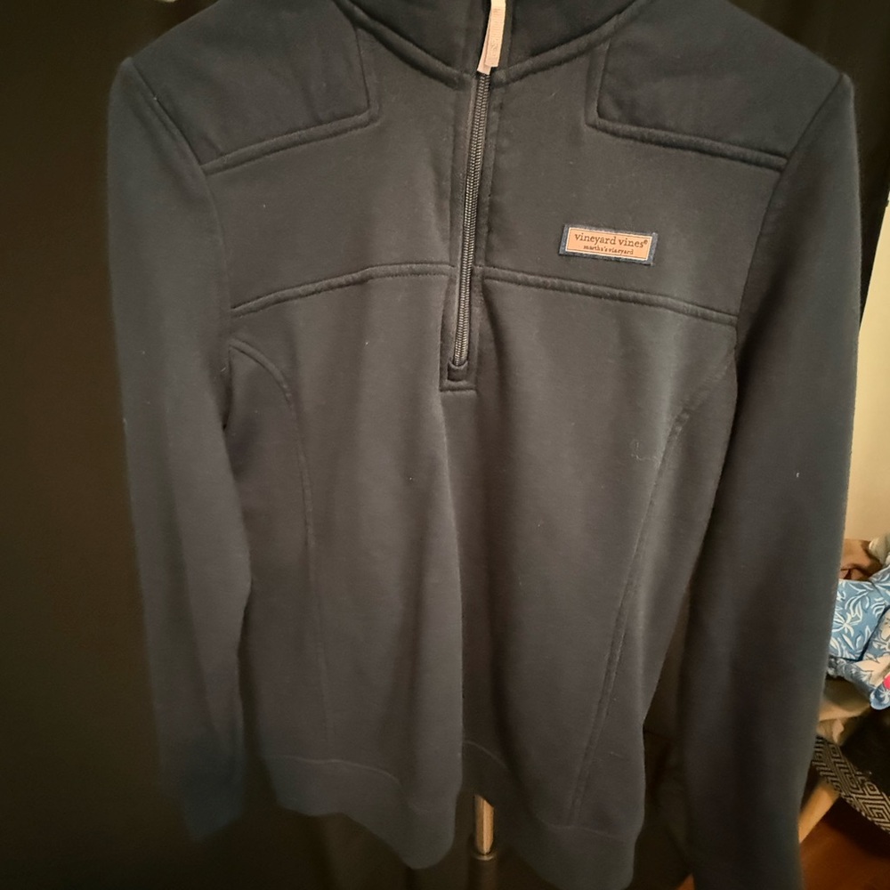 Vineyard Vines Blue Zip Up Sweater with High Collar
